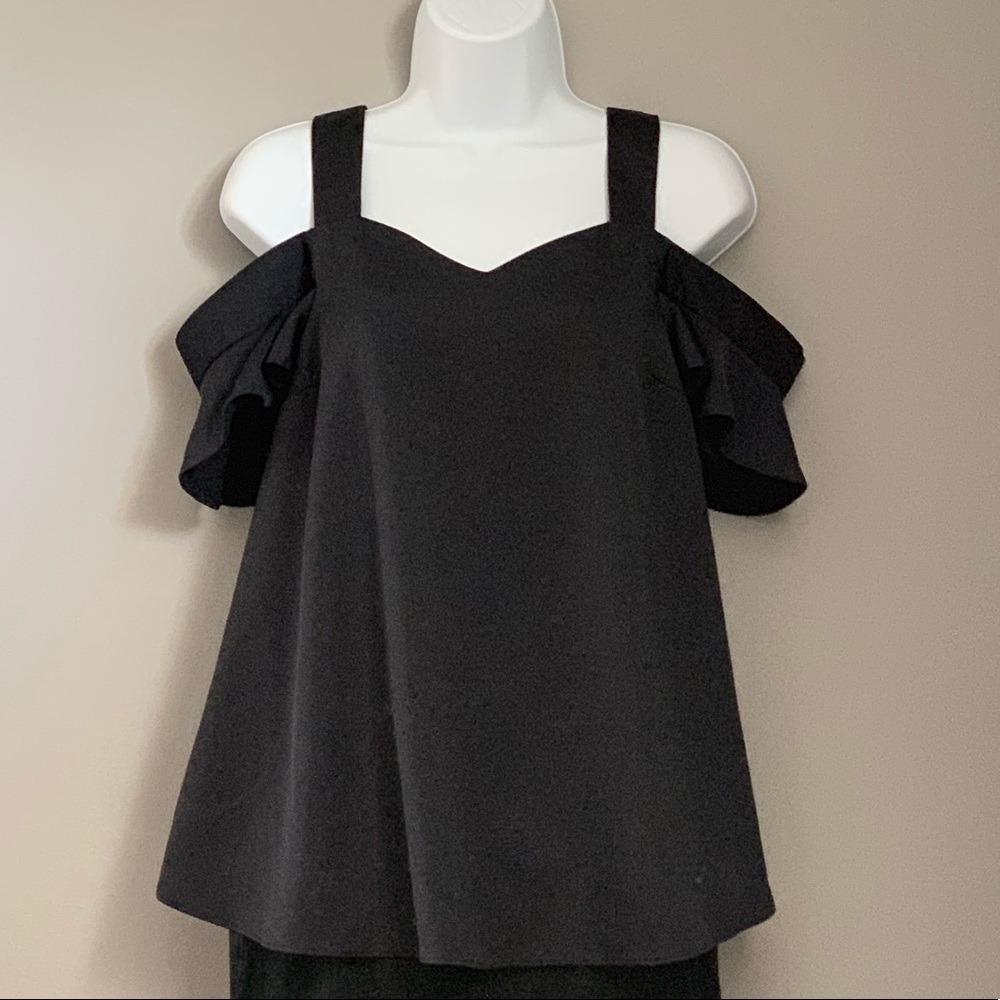 MATERNITY TOPSHOP Black Cold Shoulder Top; Size 8